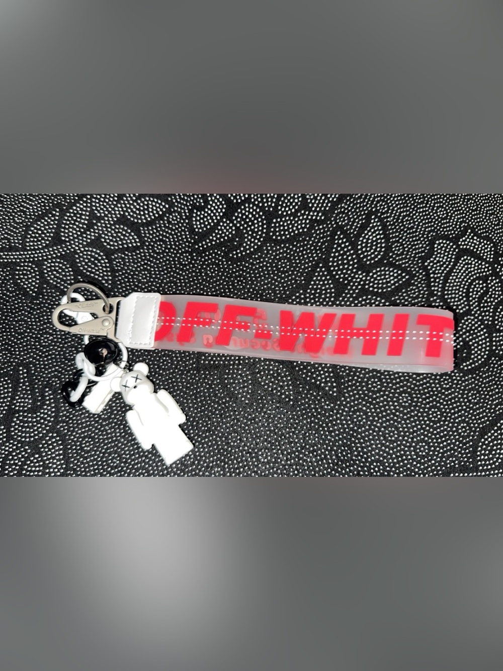 Off-White Clear PVC Keychain Strap with Red Logo